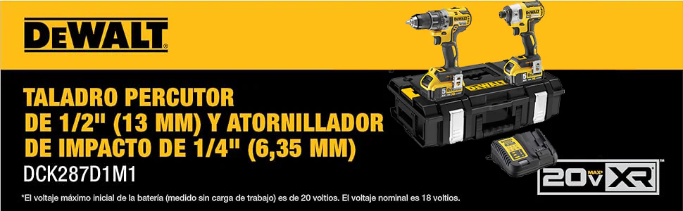 Taladro Percutor y Atornillador de Impacto DCK287D1M1